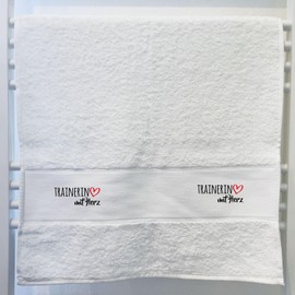 Huuraa Gäste-Handtuch Trainerin mit Herz Geschenk 50x100cm White Baumwolle Trainerin Präsent