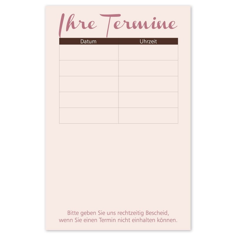 500 Natural Nails Nail Salon Appointment Cards with 5 Termin