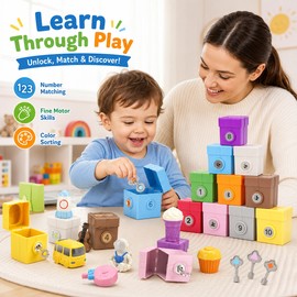 Montessori Ocean Animal Learning Toy for Toddlers – Number Matching Lock & Key Set for Fine Motor Play