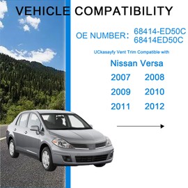 UCkasayfy Front Upper Center Dash Air Vent Trim Bezel Compatible with Nissan Versa 2007 2008 2009 2010 2011 2012 68414-ED50C 68414ED50C(Black)
