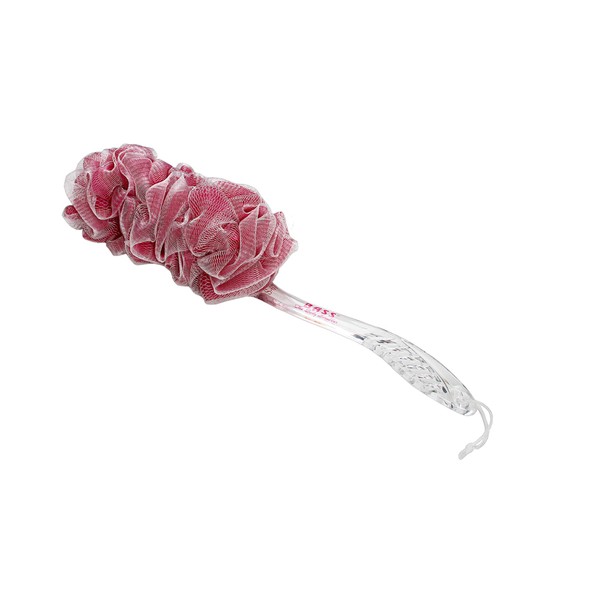 The Shower Flower with Stem | Premium Nylon Mesh Body Scrubber with Handle | Creates Superior Lather | Gentle Exfoliation | Designed and Produced by Bass Brushes - Model #S67 (Maroon)