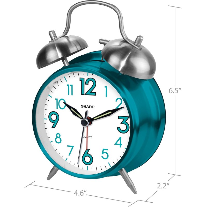 SHARP SPC851 Twin Bell Alarm Clock, Teal