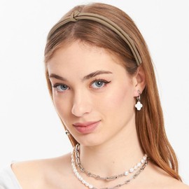 YISSION Knotted Headbands for Women Non Slip Top Knot Thin Head Bands Leather Hairbands Black White Headband Hair Accessories for Women Girls