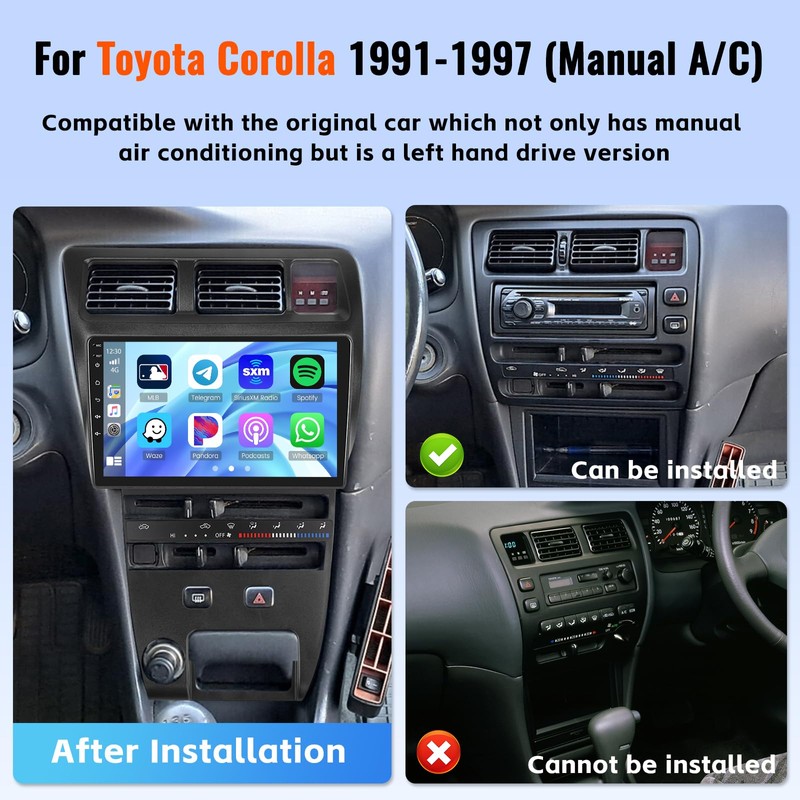2+64GB Android 15 Car Stereo for Toyota Corolla 1991-1997 Wireless