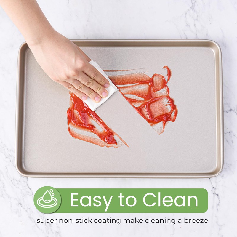 Bakeley 0.8mm 17-Inch Half Sheet Baking Pans,0.8mm Durable Non-Stick Carbon