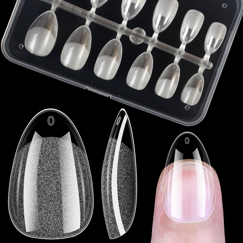 BORNBYME Extra Short Almond Soft Gel Nail Tips,120PCS Pre Buff