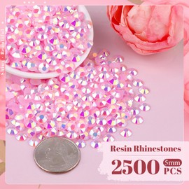 BELLEBOOST 2500PCS 5mm Resin Jelly Rhinestones in Bulk (Light Pink AB), Bedazzling Flatback Crystals Rhinestones for Crafting DIY Nail Decoration, Gems Diomand Charms for Tumbler Shoes Clothing Fabric
