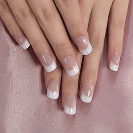 Elevenail Daily Natural Nude White Press On French Uñas Cortas Squoval Falsas Uñas Postizas Consejos Salón Manicura Reutilizable Diy Artificial Uñas A