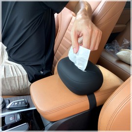 XXXPOWERXXX Car Tissue Holder,Silicone Tissue Box Cover with Adjustable Strap,Car Tissue Box Organizer for Backseat, Center Console and Sun Visor(7.4 * 5.1 * 2.5in)