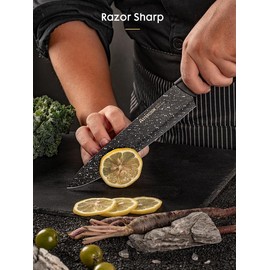 Astercook Knife Set, 6 Piece Kitchen Knife Set, Aesthetic Blade Knife Block Stainless Steel