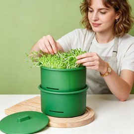 Sprout - Bandeja para cultivar, propagador de plantas de semillero para principiantes Maceta transpirable de doble capa de jardín Frijoles de hierba para interiores y exteriores
