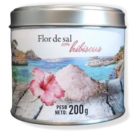 Glosa Marina Flor de Sal con Hibiscus (Fleur de Sel) Sea Salt Finest Salt Flakes with Hibiscus Flowers from Mallorca Spain (1 x 200 g)