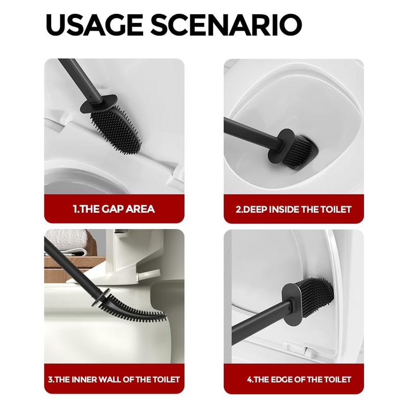 Leasylife Toilet Brush and Holder, Stainless Steel
