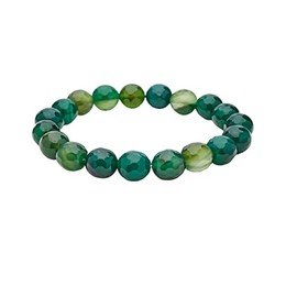 TreasureBay Handmade Womens Mens 10mm Natural Gemstone Bracelet Crystal Gemstone Beaded Stretchy Bracelet (Green Agate Faceted)