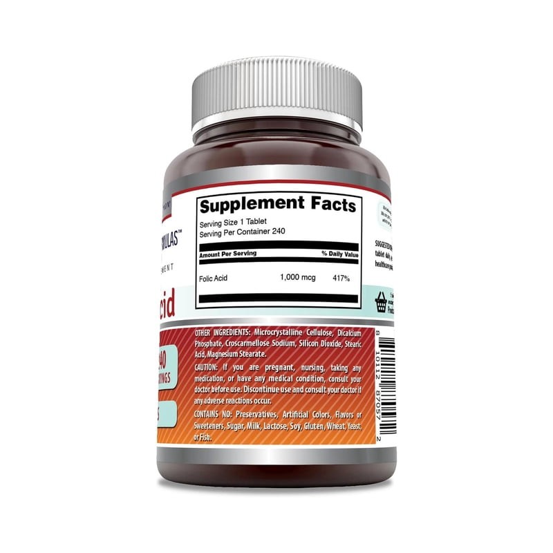 Amazing Nutrition Folic Acid Salud Prenatal Embarazo 240 Tabs