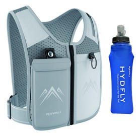 REVALI Running Vest, USA Original Patent, Zip Reflective Running Vests with 500ml Hydration Bottle, Adjustable Waistband & Breathable Material, Chest Pack Gear Phone Holder for Running, Men & Women