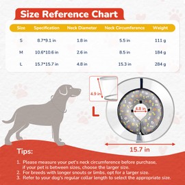 Inflatable Dog Cone Collar, 2 IN 1 Soft Recovery Collar with Enhanced Anti-Licking Detachable Shield, Protective Dog Donut Collar After Surgery (Grey, S)