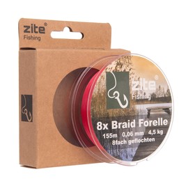 Zite Fishing 8-Way Braided Trout Line | 155 m UL Braid in 0.06 mm with 4.5 kg Load Capacity | Round & Low Stretch | Ideal for Spoon, Softbait & Fine Trout Fishing