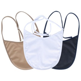 EHUSPU Tracheostomy Neck Stoma Cover,Breathable Laryngectomy Cover for Tracheotomy Care,Tracheal Care Supplies-Adjustable Neck Trachea Protector (White-Navy-Khaki-3PCS, Large)