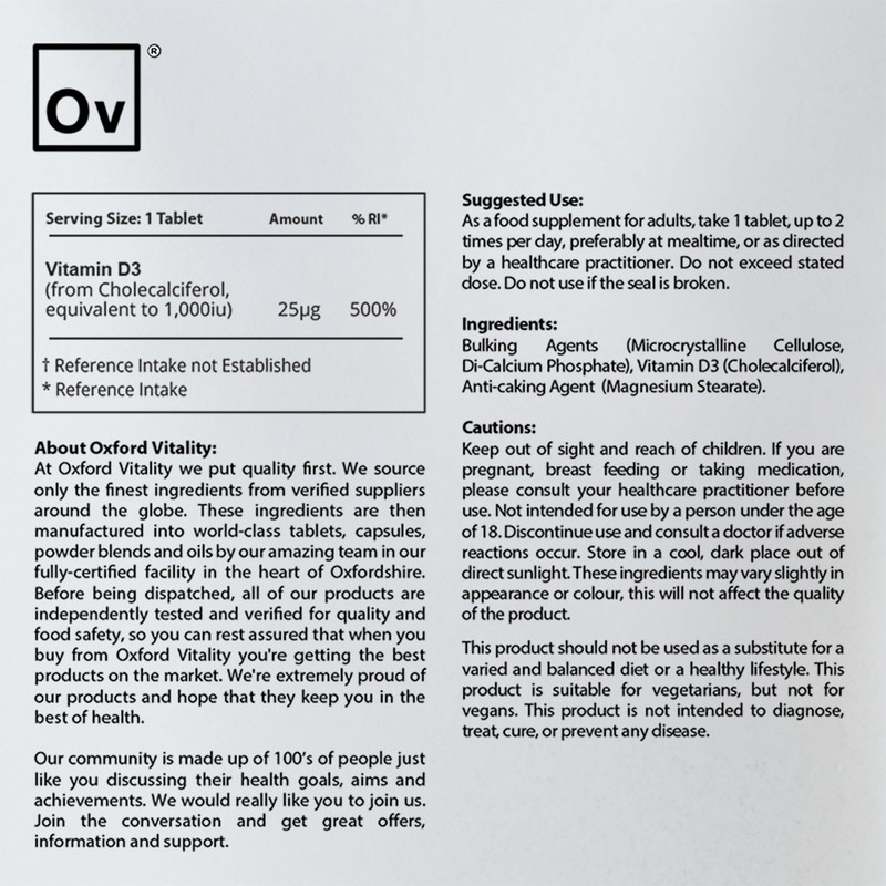 Vitamin D3 Tablets | 1000 iu Supplement for Immune &