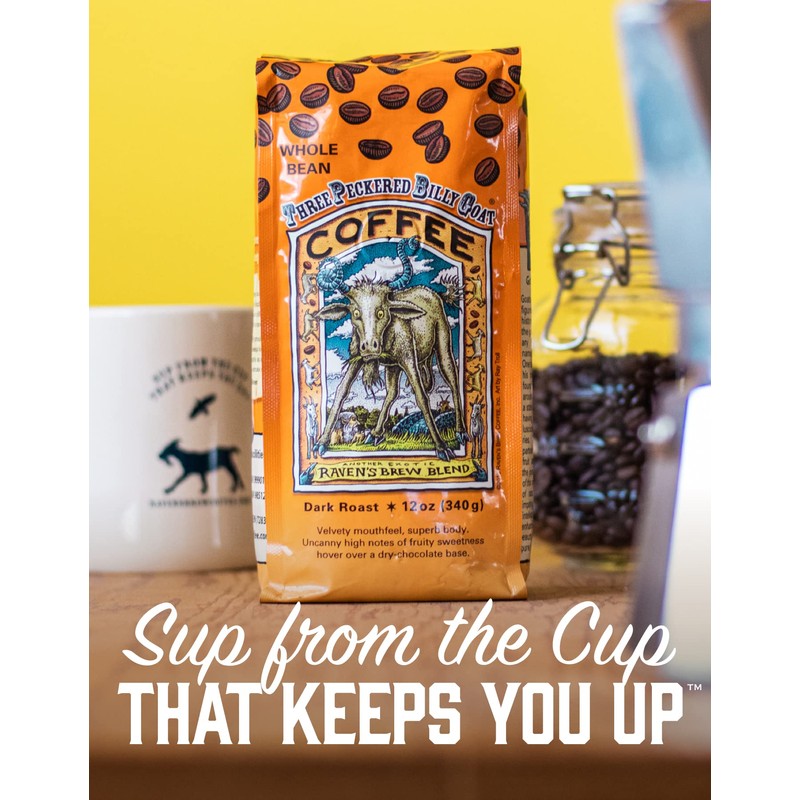 Raven's Brew Coffee High Caffeine Coffee Dark Roast Whole Bean