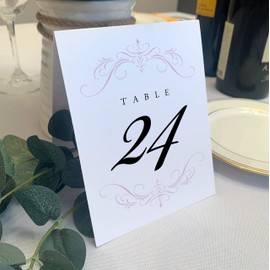 Documents and Designs Classic Flourish Wedding Table Numbers, Lavender, 1-15, Double Sided, Tent or Use in a Stand, Great for Parties & Restaurants - Made in The USA