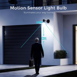Bgmonster 6 Pack Motion Sensor Light Bulbs, 12W(100W Equivalent) Motion Detector Light Bulb, Dusk to Dawn E26 Led Emergency Lightbulbs Indoor Outdoor for Hallway Porch Garage
