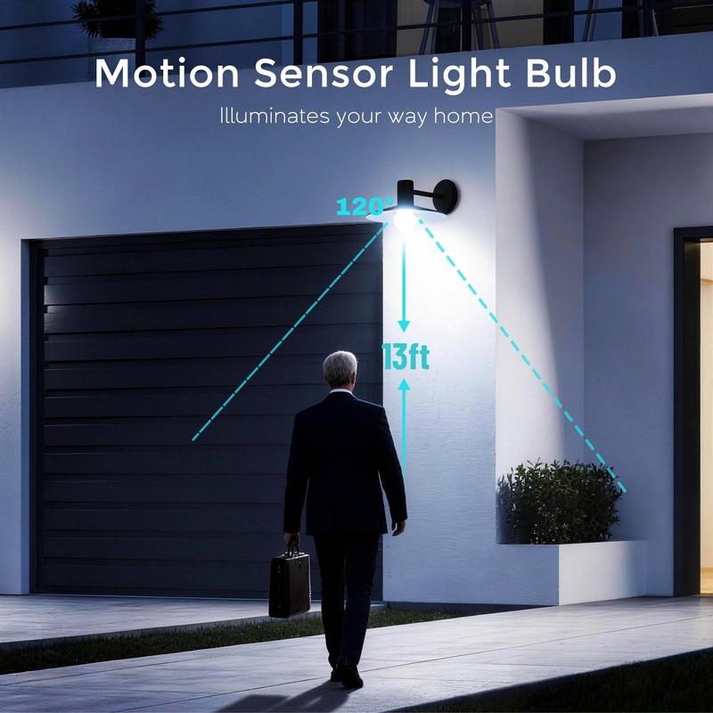 Bgmonster 6 Pack Motion Sensor Light Bulbs, 12W(100W Equivalent) Motion