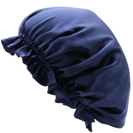 KAMIKA Silk Nightcap 100% Silk (Oeko-Tex Certified) [100% Top Grade 6A Silk, Double Layer], navy