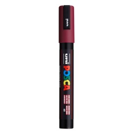 uni POSCA PC-5M Water-Based Paint Markers, Reversible Medium Tip (1.8-2.5mm), Red Wine