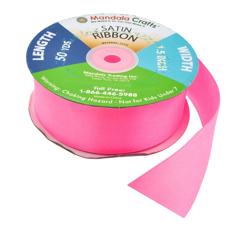 Mandala Crafts Pink Satin Ribbon for Crafts - 50 Yds