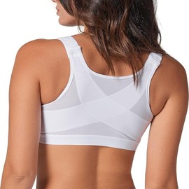 Leonisa Leonisa Women's Posture Corrector Wireless Back Support Bra, White, 34B