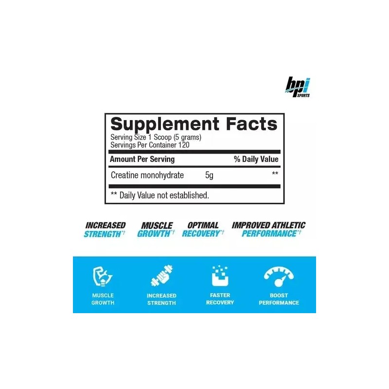 Bpi Sports Creatina Micronizada 600g Sin Sabor 120 Servicios
