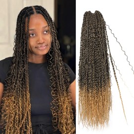 Boho Island Twist Crochet Hair 24 inch Senegalese Twist Crochet Hair with Soft Curly Ends 8 Packs Pre-looped Bohemian Goddess Twist Synthetic Braids Crochet Hair for Black Women (24Inch,1B/27)