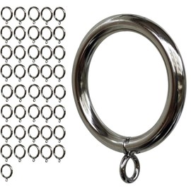 Curtain Ring Metal 42-Pcs 1.5 Inch Inner Diameter with Eyelets Fit Up to 1 1/4-Inch Rod Large Wire Diameter (Satin Nickel-42Pcs)