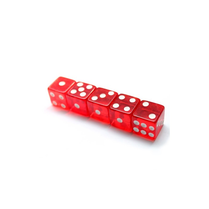 19mm Casino Craps Dice - Set of 5 Crystal Red