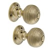 A.B Hardware Solid Unlacquered Brass Beehive Style Door Knob Pair