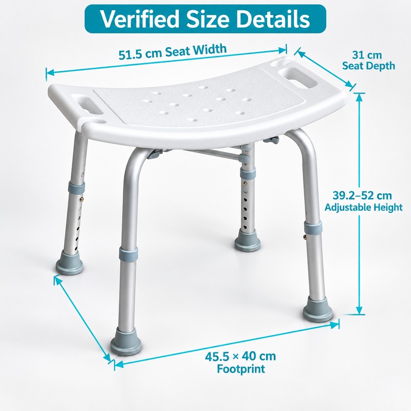 6-Height Adjustable Shower Chair Stool with Non-Slip Feet and 300
