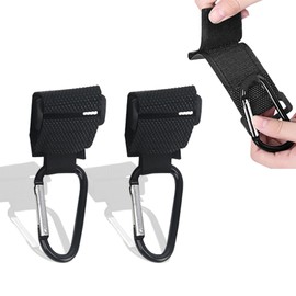 ALLVD Baby Stroller Hooks, Set of 2, Luggage Hanging, Adjustable Dimensions, Climbing Lock Hook, Velcro System, Multi-functional Hook, For Cars, 360° Rotation, Anti-Slip, Durable, Load Capacity 77.1