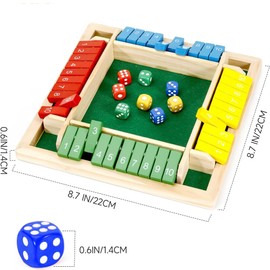 HUATEEN Classic Dice Games, Wooden Table Game for 4 Players, Travel Game, Traditional Wooden Math Dice Game for Pubs, Great Board Games for the Whole