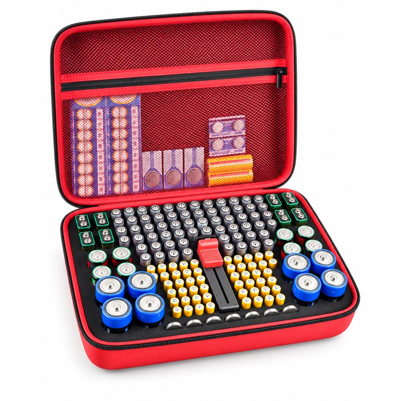 Battery Organizer Case with Tester for Home Storage – Hard-Shell