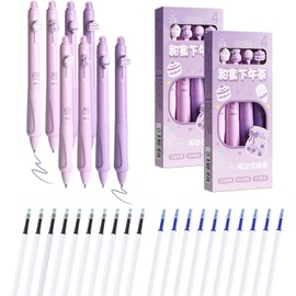 UICCVOKK Radierbare Stifte, Gelstifte Radierbar, Radierbarer Kugelschreiber, 4 Stück Tintenroller Radierbar Mit 10 NachfüLlungen, 0.5mm Cartoon LöSchbarer Stift Mit Radiergummis für Studenten Geschenk