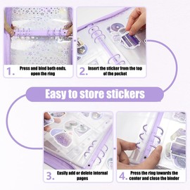 Sealing Notebook, Transparent A5, Storage Binder, 6 Holes, 4 Pockets, Star Pattern, Sparkling, Transparent Sleeves, Zipper, Removable, Clear Seal Notebook, Sticker, Storage Files, Organization, Cute, Pushing Goods (Yellow)