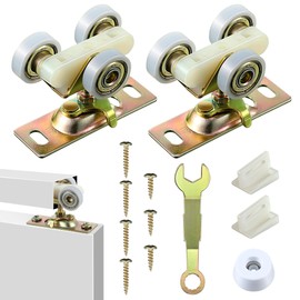 Gulfmew 2 Pack Pocket Door Roller Hardware 1 Inch Sliding Pocket Door Rollers Hanger Rollers Wheels Kit Compatible with Johnson Part 1125 1500 Hardware Kit with Pocket Door Wrench and Screws