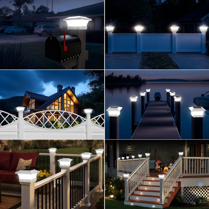 T-SUN Solar Post Cap Lights, Waterproof Outdoor Solar Powered Deck