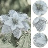 DIYASY Silver Christmas Tree Flowers, 24 Pcs Glitter Poinsettia Christmas