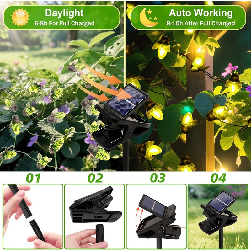 ANGMLN 2 Pack Solar Firefly Lights, 30 LED Solar Fireflies