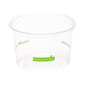 Basic Nature 16 Ounce Deli Containers, 500 Compostable Meal Prep Containers - Lids Sold Separately, Round, Clear PLA Plastic Disposable Food Containers, Eco-Friendly, Portion Control - Restaurantware