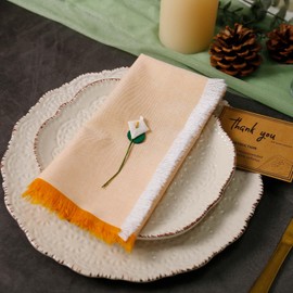Getfitsoo Juego de 8 servilletas de tela hechas a mano, servilletas de algodón con dos colores de flecos, 45 x 45 cm servilletas suaves de cena lavables para Acción de Gracias, boda, decoración de