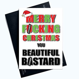 Funny Christmas Cards Merry Christmas You Beautiful B*stard Boyfriend Gay PC982
